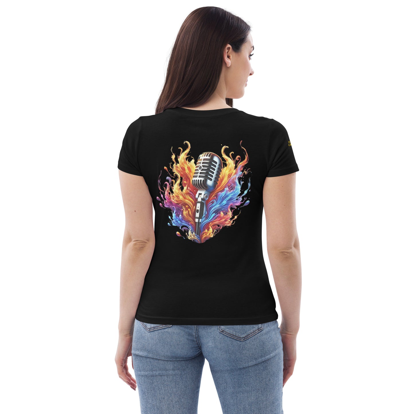 #4 Mic Embroidered logo - Flame Collection - Women's fitted eco tee