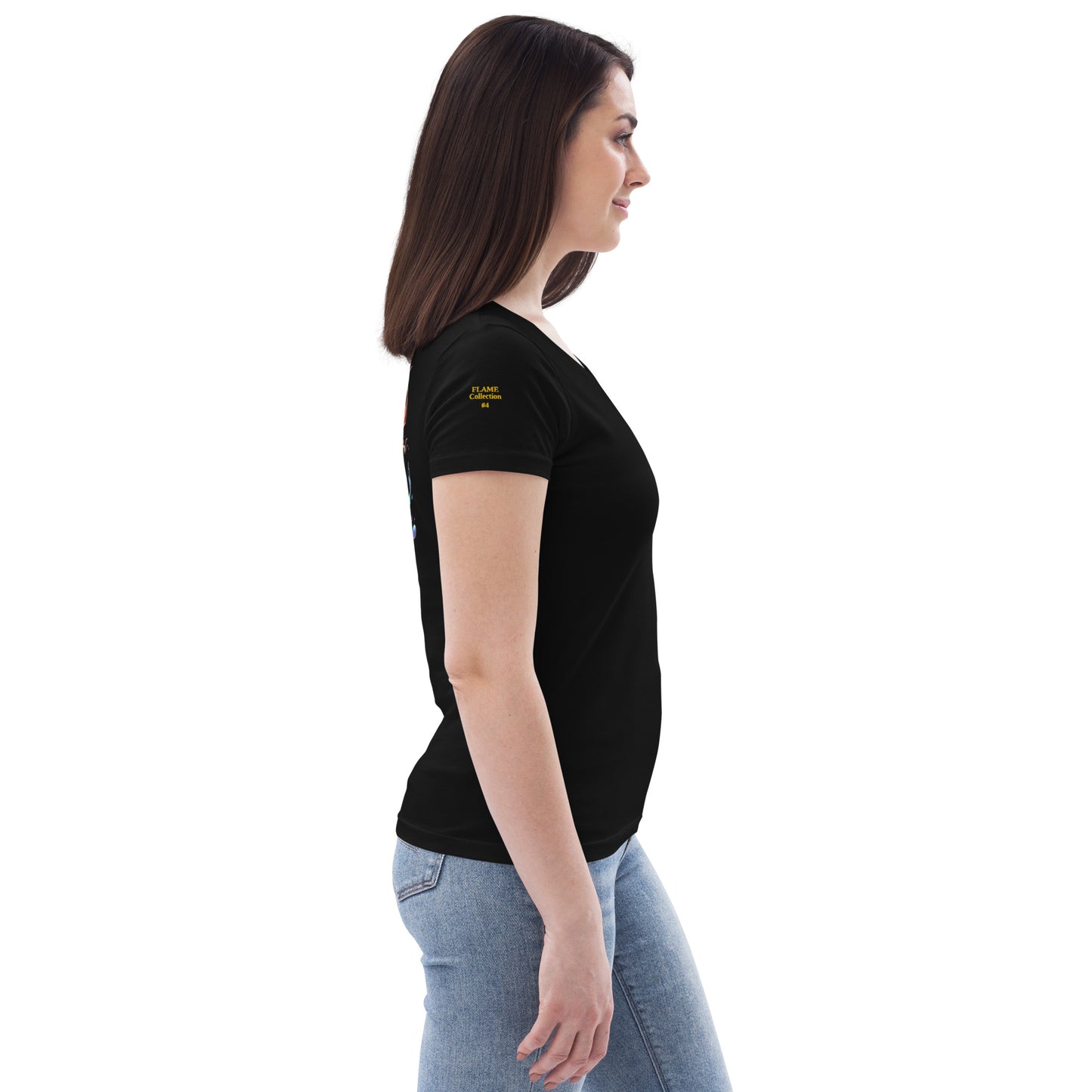 #4 Mic Embroidered logo - Flame Collection - Women's fitted eco tee