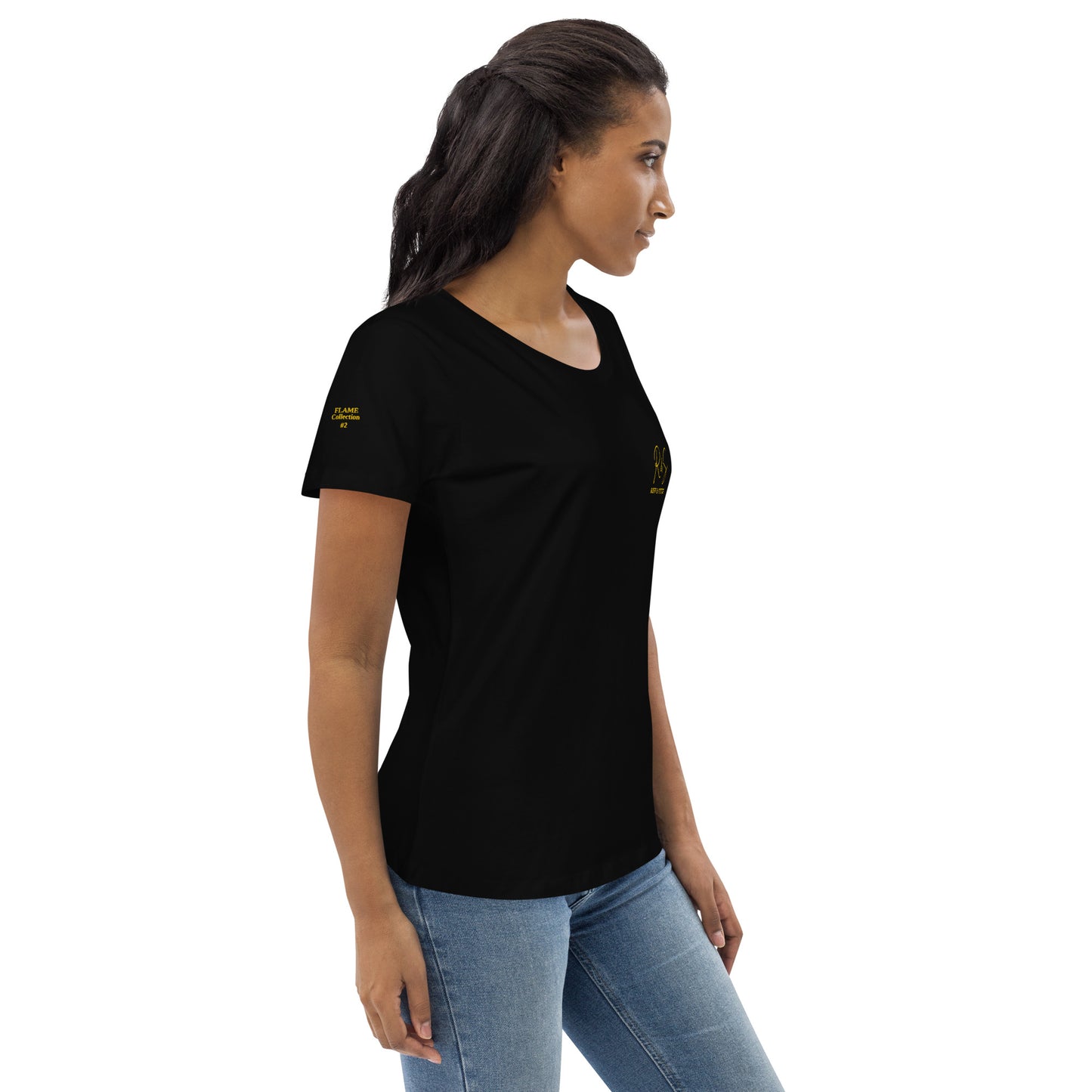 #2 Guitar Embroidered logo - Flame Collection - Women's fitted eco tee