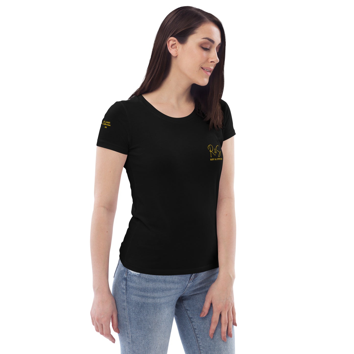 #4 Mic Embroidered logo - Flame Collection - Women's fitted eco tee