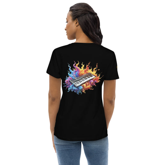 womens fitted t-shirt embroidered keyboard