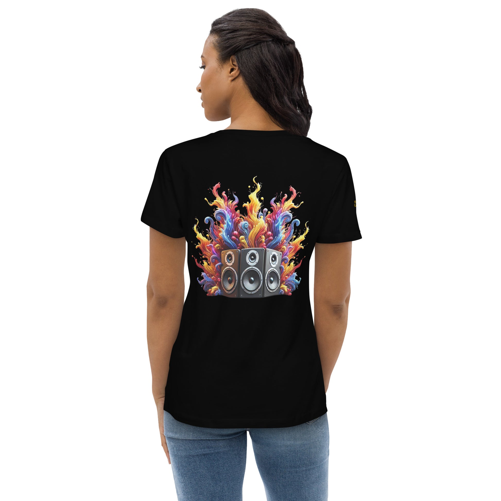 womens fitted t-shirt embroidered speakers